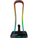  Za slušalice gaming RAMPAGE RM-H77 X-BASE Black RGB Illuminated 4*USB Port Headphone Stand with Mouse Bungee Cord Holder | Eponuda.ba