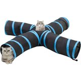  Mačji tunel 4-smjerni crno-plavi 25 cm poliester | shoptok.hr