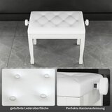  Klavirska stolica/klupa s podesivom visinom i jastukom od umjetne kože za klavir i klavijaturu 64 x 35 x 45-55 cm bijela | shoptok.hr