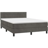  Box spring postelja z vzmetnico LED temno siva 140x190 cm žamet, (20789662) | Shoptok.si