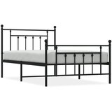 The Living Store Kovinski posteljni okvir z vzglavjem in vznožjem črn 107x203 cm - Posteljni Okvir, (21503684) | Shoptok.si