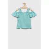 United Colors Of Benetton Dječja pamučna bluza boja: tirkizna, glatka