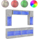  6-dijelni set zidnih TV ormarića s LED svjetlima boja betona | shoptok.hr