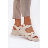 Boto Women's Leather Wedge Sandals Artiker 54C1624 Beige | Shoptok.si
