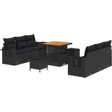 vidaXL 9-dijelni vrtni set sofa s jastučićima Crni Poli ratan Akacija, 3-dijelni vrtni set za objedovanje s jastučićima Crni Poli ratan Akacija Cijene