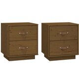   Nočna omarica 2 kosa medeno rjava 40x34x45 cm trdna borovina, (20734803) | Shoptok.si