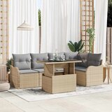  Blagovaonski set s jastukom 6 pcs Bež Poli ratan | shoptok.hr
