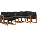 vidaXL Zunanja garnitura za sedenje z blazino 6 pcs Naravna in črna, (5000272795) | Shoptok.si