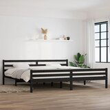 Maison Chic Posteljni okvir - Dvoposteljna postelja - Zakonska postelja črn iz trdnega lesa 200x200 cm-J4932, (21765604) | Shoptok.si