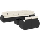 Maison Chic Seti vrtnega pohištva - Vrtna garnitura - Vrtni pohištvo set 9-delna z blazinami črn poli ratan, (21798075) | Shoptok.si