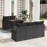 vidaXL 6-delni vrtni kavč set s prejemi črn poly ratan acacia | Shoptok.si