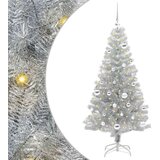 VidaXL Božično drevo med 150 LED z stojalom srebrna 150 cm PET Slike