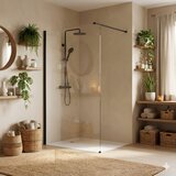 Rea Stena za prhanje Flexi Transparent / Black 100 | Shoptok.si