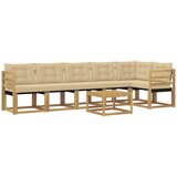 vidaXL Zunanja garnitura za sedenje z blazino 7 pcs Bela in bež, (5000280880) | Shoptok.si