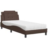The Living Store Postelja z vzmetnico rjava 100x200 cm umetno usnje - Postelja, (21607467) | Shoptok.si