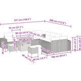 vidaXL set vrtne sofe od 13 dijelova s jastučićima bež poli ratan akacija, set vrtne blagovaonice od 3 dijela s jastučićima bež poli ratan akacija | shoptok.hr