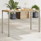  The Living Store Vrtna miza z leseno akacijevo ploščo siva 115x54x74 cm PE ratan - Vrtna Miza, (21471511) Cene