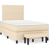 vidaXL Box spring postelja z vzmetnico krem 120x200 cm blago, (20896367) Cene