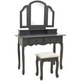 The Living Store Mizica za ličenje s stolčkom siva 100x40x146 cm les pavlovnije - Mizica Za Ličenje, (21484683) | Shoptok.si
