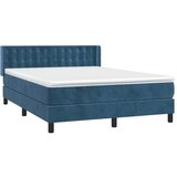 vidaXL Box spring postelja z vzmetnico temno modra 140x200 c | Shoptok.si
