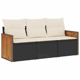  The Living Store Vrtna sedežna garnitura 3-delna z blazinami črn poli ratan - Vrtna Sedežna Garniture, (21452361) | Shoptok.si