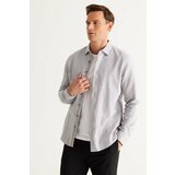 ALTINYILDIZ CLASSICS Men's Gray Slim Fit Slim Fit Classic Collar 100% Cotton Dobby Shirt. cene