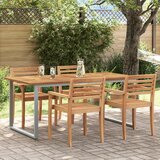 vidaXL zunanja jedilna miza siva 180x90x75 cm jeklo in masivno akacijevo les | Shoptok.si