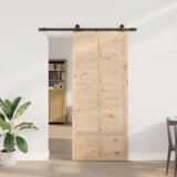 vidaXL Klizna vrata Smeđa 80 x 208 cm Masivna borovina | shoptok.hr