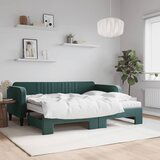  The Living Store Izvlečna dnevna postelja z vzmetnico tm. zelena 90x200 cm žamet - Izvlečna Dnevna Postelja, (21490710) | Shoptok.si