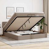 vidaXL Otomanski posteljni okvir z vzmetnicami kapučino 200x200 cm, (21611381) | Shoptok.si