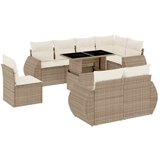 Maison Chic Seti vrtnega pohištva - Vrtna garnitura 9-delna z blazinami bež poli ratan, (21796213) | Shoptok.si