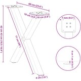  Noge za klub stolić u obliku slova X, 2 kom, prirodni čelik, 60 x (42-43) cm, čelik | shoptok.hr