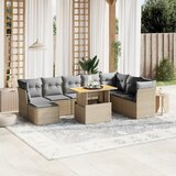 Maison Chic Seti vrtnega pohištva - Vrtna garnitura 9-delna z blazinami bež poli ratan, (21796228) | Shoptok.si