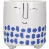 Kitchen Craft Bijelo-plava keramička tegla za cvijeće Happy Face