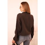 Kesi Włoski Women's muslin shirt with long sleeves brown | shoptok.hr