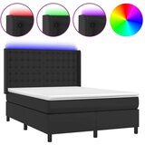  Box spring s madracem LED crni 140 x 190 cm umjetna koža | shoptok.hr
