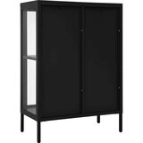  Komoda crna 75 x 35 x 105 cm od čelika i stakla | shoptok.hr