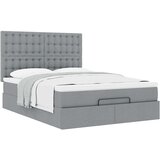 vidaXL Otomanski posteljni okvir z vzmetnico siv 140x200 cm blago | Shoptok.si