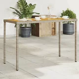  Vrtna miza z leseno akacijevo ploščo siva 115x54x74 cm PE ratan
