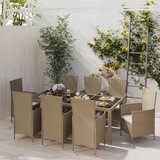 The Living Store Zunanja jedilna garnitura 9-delna z blazinami poli ratan bež - Zunanja Jedilna Garnitura, (21426454) | Shoptok.si