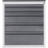 RAU Predalnik s teleskopskimi vodili, višina 640 mm, predali 2 x 60, 2 x 120, 1 x 180 mm, svetlo siva / encijan modra, širina 580 mm | Shoptok.si