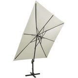  Konzolni suncobran sa stupom i LED svjetlom 300 cm boja pijeska | shoptok.hr