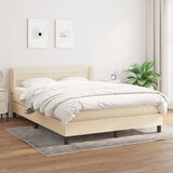 vidaXL Box spring postelja z vzmetnico krem 140x200 cm blago Cene