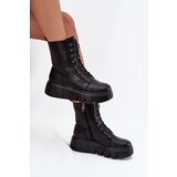 VINCEZA Suede Boots Workery on Massive Platform Wedge Heel Black Lavica | Shoptok.si