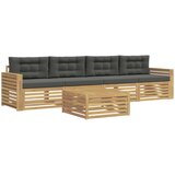  Set vanjskih sofa 5 kom. Bijela i antracit Čvrsto drvo akacije | shoptok.hr