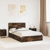  Postelja s shranjevanjem z vzglavjem Dimljeni oreh 135 x 190 cm, (5000106182) | Shoptok.si