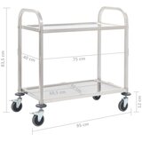 vidaXL Kuhinjski voziček 2-nadstropni 95x45x83,5 cm nerjaveče jeklo | Shoptok.si