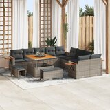 vidaXL 13 delni vrtni sofa set z blazinami siva poli ratan akacija | Shoptok.si