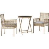  3-delni vrtni bistro set s blazinami bež polira, (22015379) | Shoptok.si