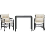  3-dijelni bistro set s jastucima crni od poliratana Crna 90 cm table length | shoptok.hr